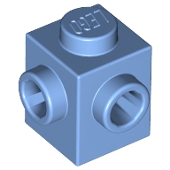 Lego kostka (kostička) 1x1 s nopy na dvou sousedních stranách, středně modrá (6195548)
